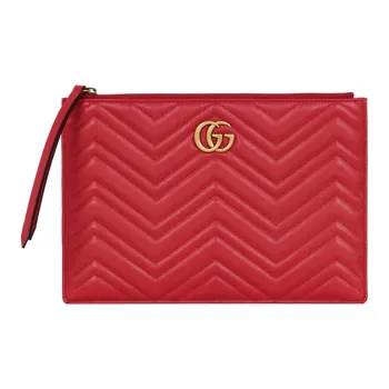 GUCCI Marmont Leather Clutch Women's Red
