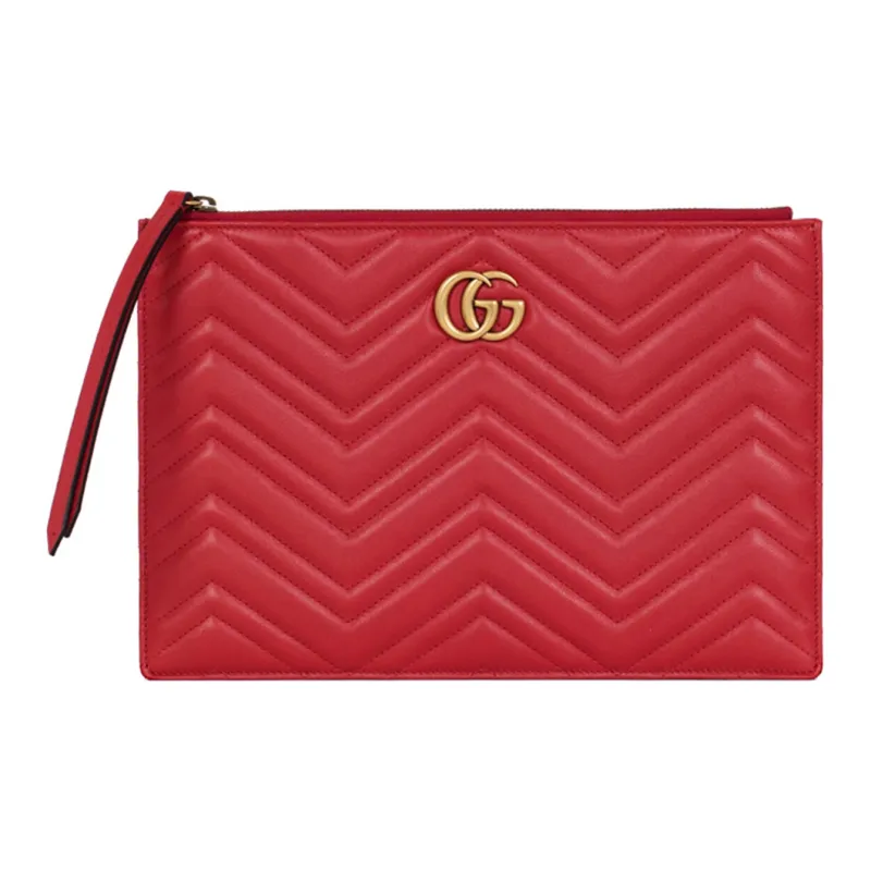 GUCCI Marmont Leather Clutch Women's Red-0