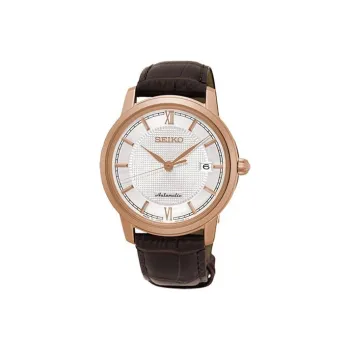 SEIKO Mechanical Movement Cow Leather Strap Watch Men's Watches White Dial SRPA16J1
