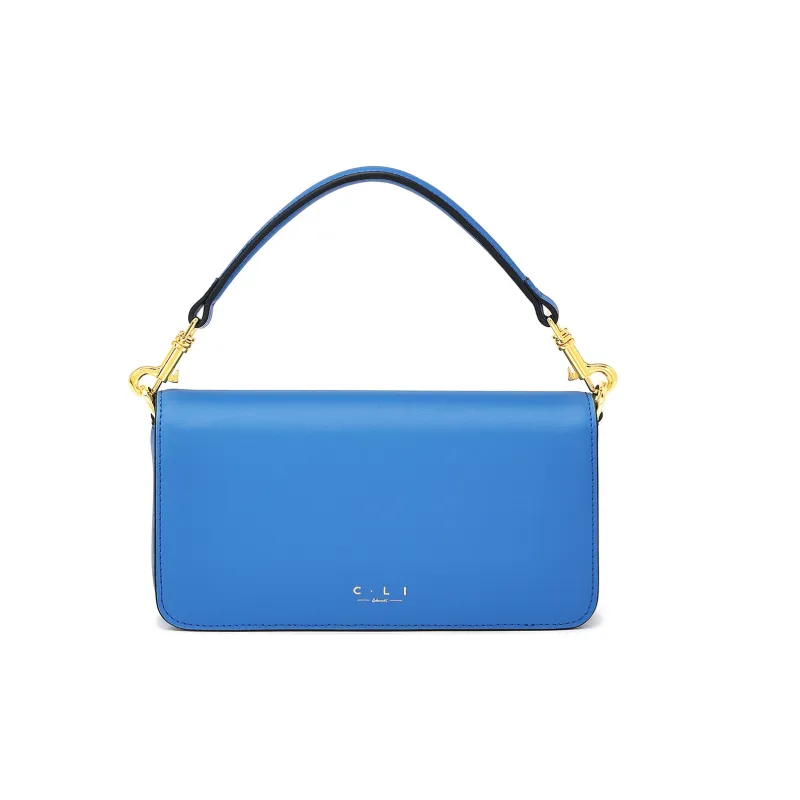 C.LI Genuine Leather Handbag Shoulder Bag Crossbody Bag Women's Bag Regular Women's Klein Blue/Elf Green/Serene White-2