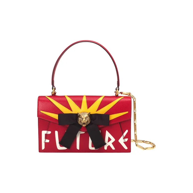 GUCCI Leather Shoulder Bag Crossbody Bag Handbag Women's Red-0