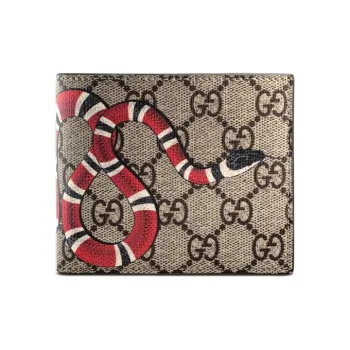 GUCCI Canvas With Leather Wallet Men's Ebony