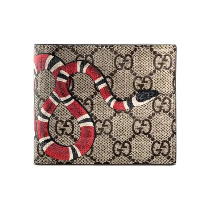 GUCCI Canvas With Leather Wallet Men's Ebony-0