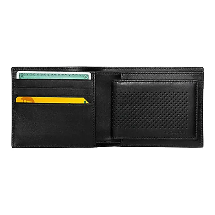 COACH Compact Calfskin Clutch Wallet Men's Black-1
