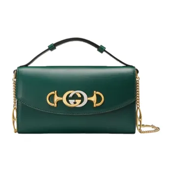 GUCCI Zumi Leather Portable Crossbody Bag Shoulder Bag Mini Women's Green