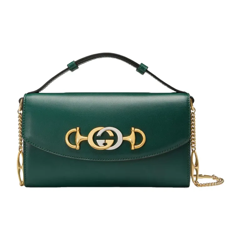 GUCCI Zumi Leather Portable Crossbody Bag Shoulder Bag Mini Women's Green-0