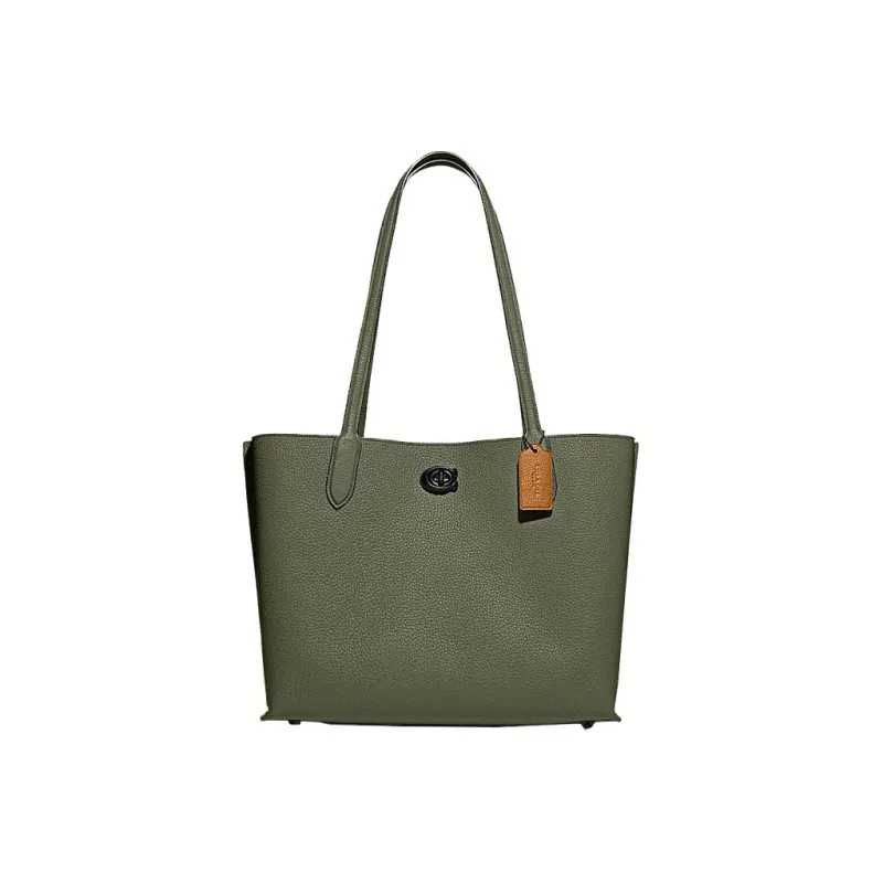 COACH Willow Cow Leather Handbag Large Size Women's Green-0