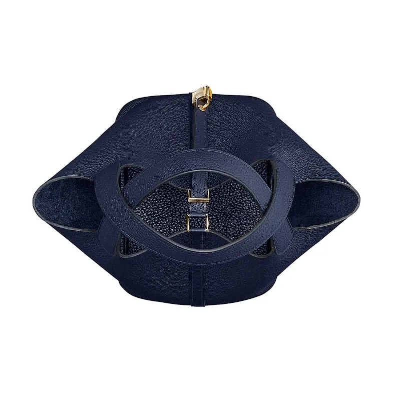HERMES Picotin Little Bull Leather Basket Bag Handbag Bucket Bag 22 Women's Midnight Blue-2