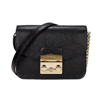 Furla Metropolis Collection Cow Leather Small Square Bag, Crossbody Bag Mini Women's Black