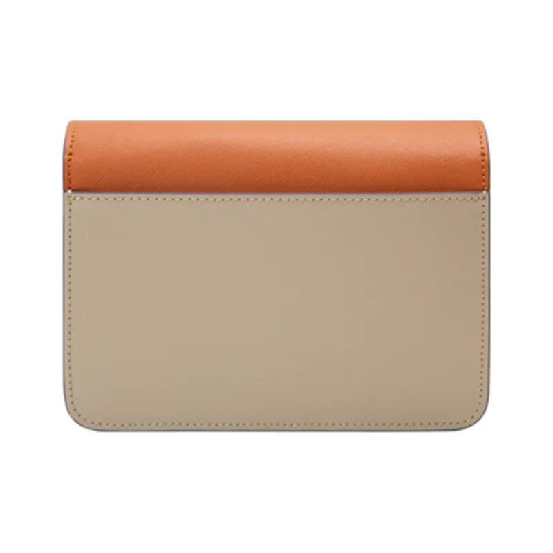 MARNI Cow Leather Trunk Bag, Shoulder Bag Women's Light Khaki & Brown-2