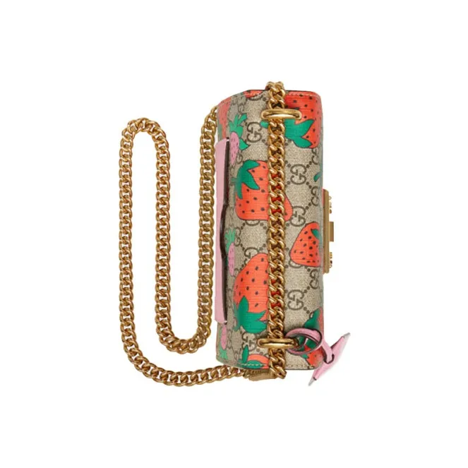 GUCCI Padlock Canvas Box Bag Lock Shoulder Bag Crossbody Bag Small Size Women's Ebony/Pink-4