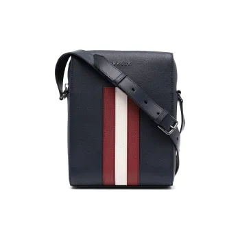 BALLY Leather Messenger Bag, Crossbody Bag, Shoulder Bag Men's Dark Blue