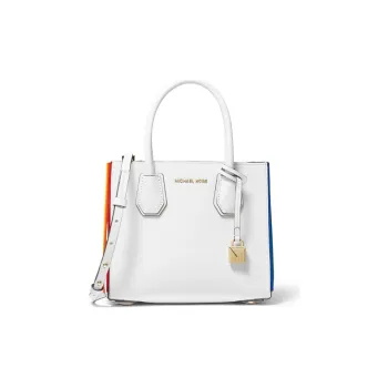 MICHAEL KORS Mercer Cow Leather Trunk Bag, Shoulder Bag, Crossbody Bag, Handbag Medium Size Women's White