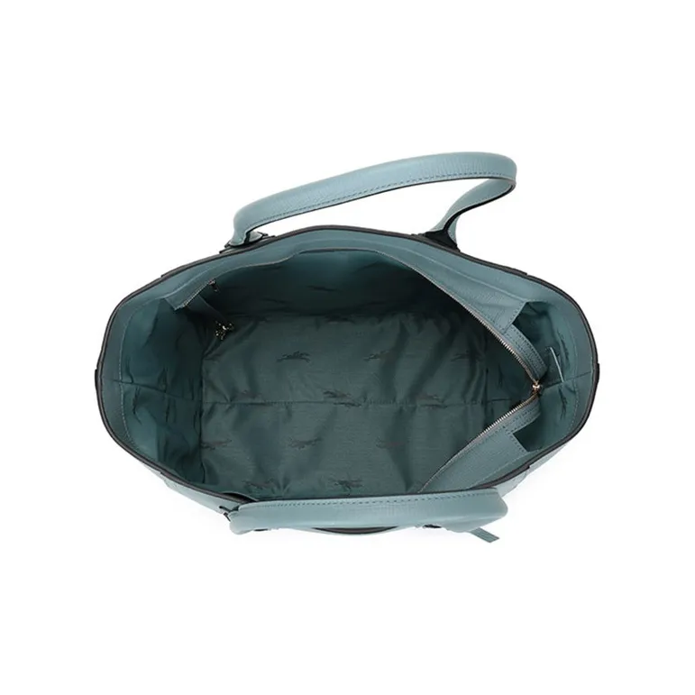 LONGCHAMP Le Pliage Cow Leather Portable Laptop Bag Shoulder Bag Women's Gray Blue-5