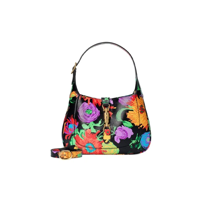 GUCCI Jackie 1961 Leather Crescent Shoulder Bag Shoulder Bag Small Size Women's Black-2