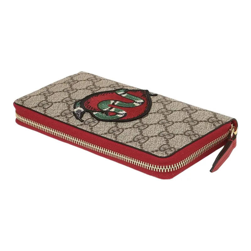 GUCCI Canvas Wallet Regular Unisex Ebony/Red-5