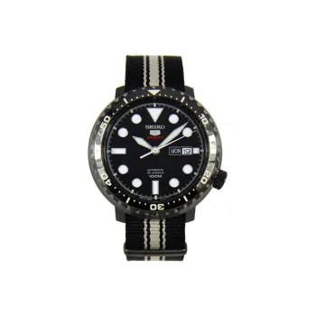 SEIKO Mechanical Movement Canvas Strap Watch Men's Watches Black Dial