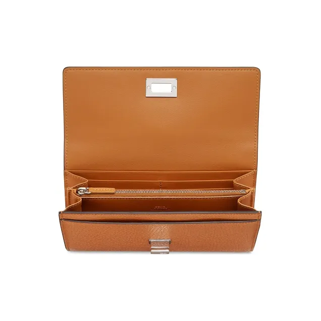 FENDI Peekaboo Calfskin Wallets With Money Clip Women's Brown-2