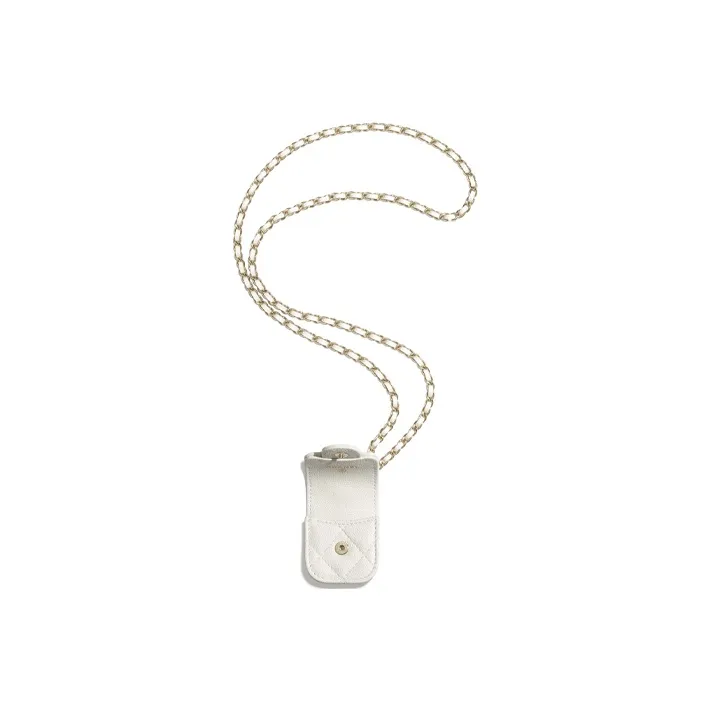 CHANEL Calfskin With Gold Tone Metal Clutch Headphone With Earphone Case Women's White-3