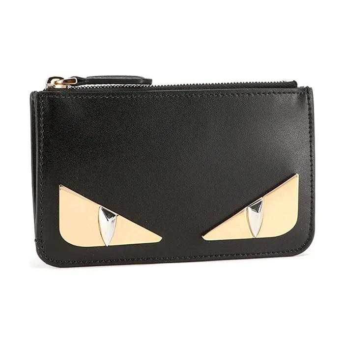 FENDI Cow Leather Handbag Coin Purse Women's Black-1