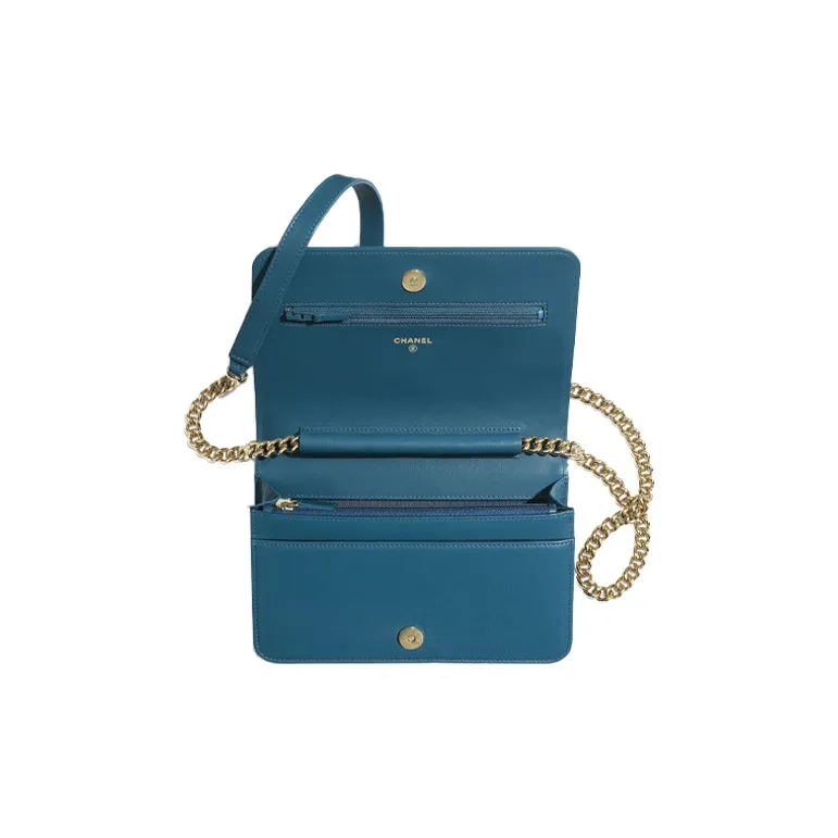 CHANEL Leboy Lambskin Shoulder Bag Women's Turquoise-2