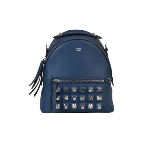 FENDI Leather Portable Backpack Women's Blue