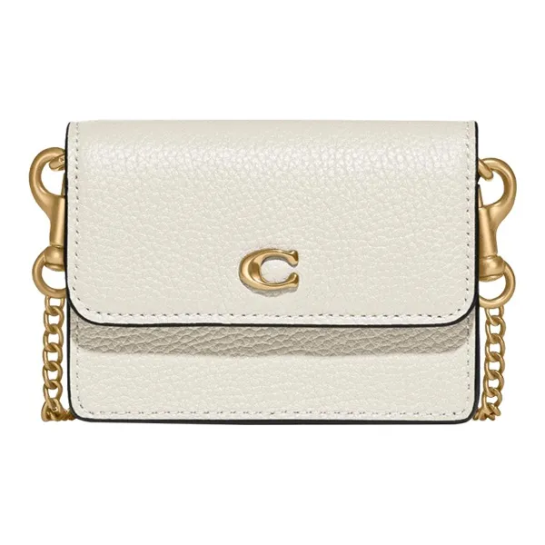 COACH Grain Leather Shoulder Bag, Crossbody Bag, Coin Purse, Card Holder Women's White-0