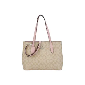 COACH Avenue Artificial Leather Tote Bag Shopping Bag Handbag Shoulder Bag Women's Khaki Pink Multicolor