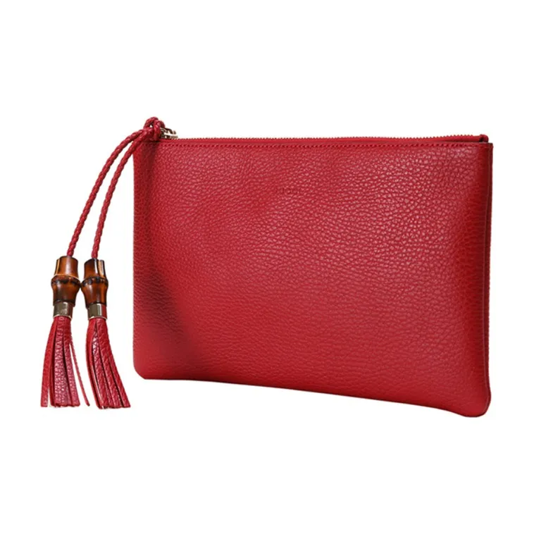 GUCCI Leather Clutch Women's Red-1