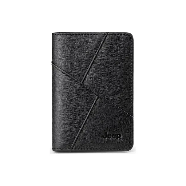 Jeep Cow Leather Card Holder Regular Men's Black-1