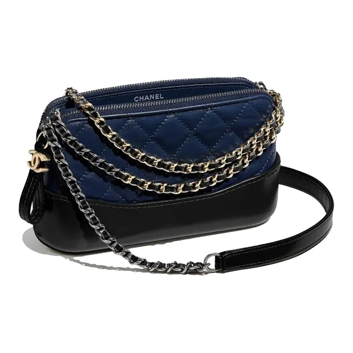 CHANEL Gabrielle Diamond Pattern Calfskin Shoulder Bag, Crossbody Bag Extra Mini Women's Black/Gold-1