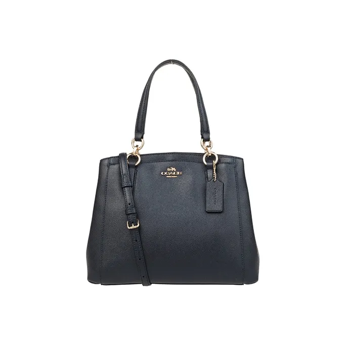 COACH Leather Horseshoe Bag, Shoulder Bag, Crossbody Bag, Handbag Large Size Women's Dark Blue-0