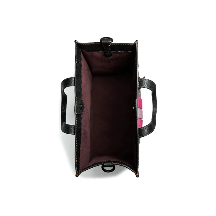 COACH Field Tote Bag Shopping Bag Handbag Shoulder Bag Large Size Women's Brown/Black With Pink-3