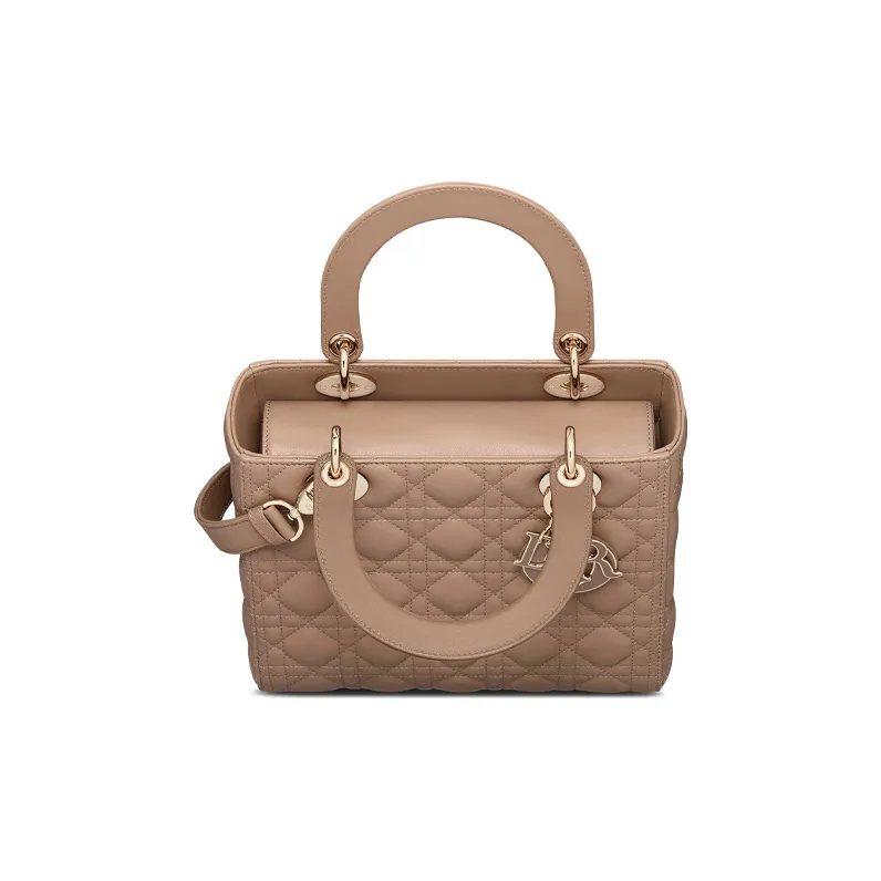 DIOR Lady Dior Sheepskin Dior Bag Shoulder Bag Crossbody Bag Handbag Medium Size Women's Warm Taupe Gray-2