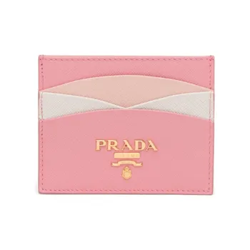 PRADA Leather Card Holder Women's Pink