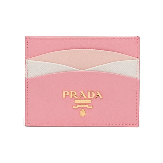 PRADA Leather Card Holder Women's Pink-0