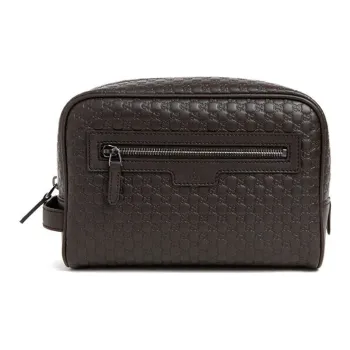 GUCCI Leather Handbag Clutch Men's Brown
