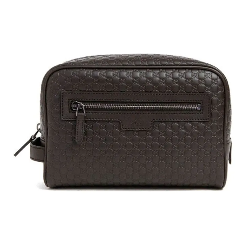 GUCCI Leather Handbag Clutch Men's Brown-0