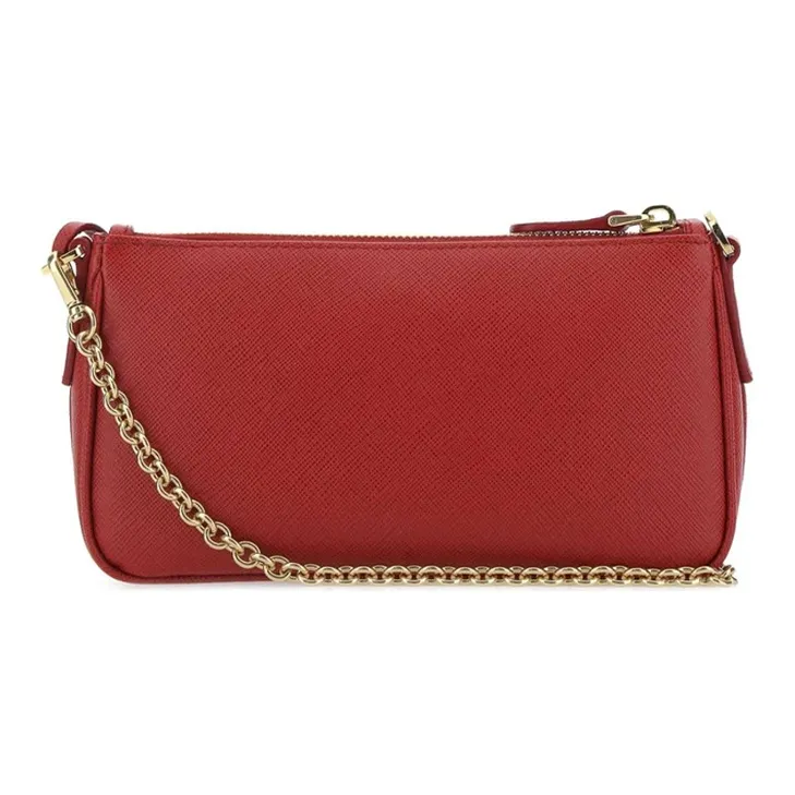 PRADA Re Edition Leather Shoulder Bag, Crossbody Bag Unisex Red-2