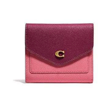 COACH Wyn Leather Wallet Women's Strawberry Rouge Red Multicolor