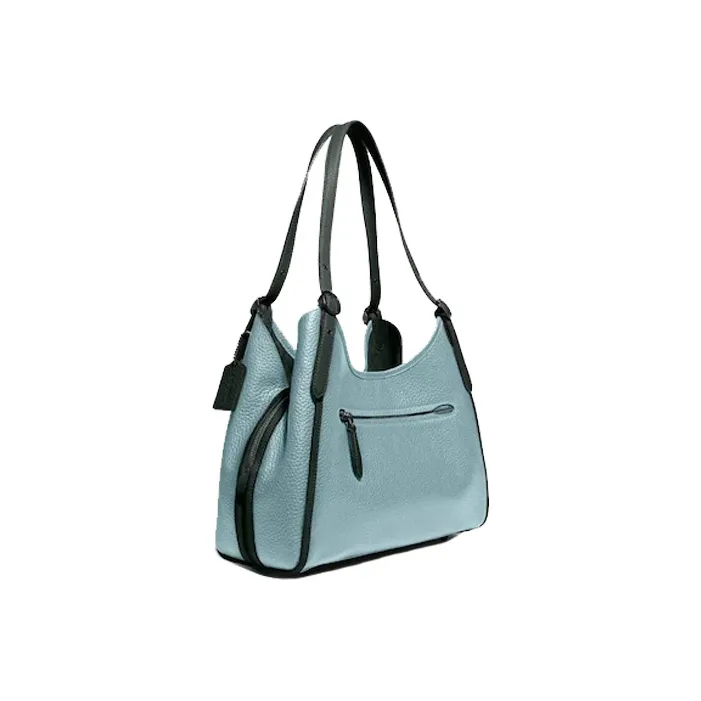 COACH Lori Litchi Grain Leather Shoulder Bag Large Size Women's Blue-1