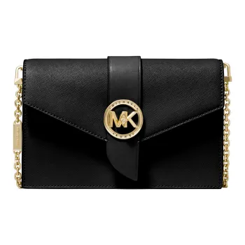 MICHAEL KORS Charm Leather Shoulder Bag, Crossbody Bag Medium Size Women's Black