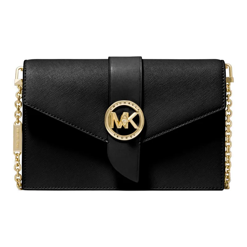 MICHAEL KORS Charm Leather Shoulder Bag, Crossbody Bag Medium Size Women's Black-0
