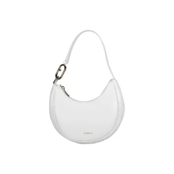 Furla Primavera Soft Roman Calfskin With Leather Shoulder Bag Crescent Bag Shoulder Bag Small Size Women's White