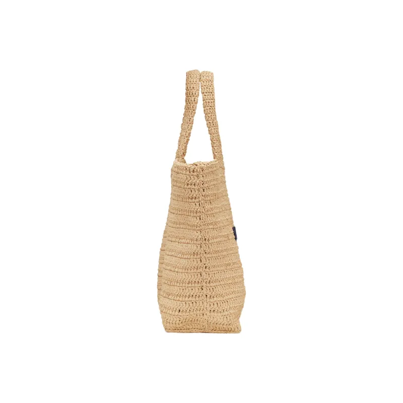 SAINT LAURENT Natural Woven Large Capacity Tote Bag Shopping Bag Women's Natural Linen/Black-2
