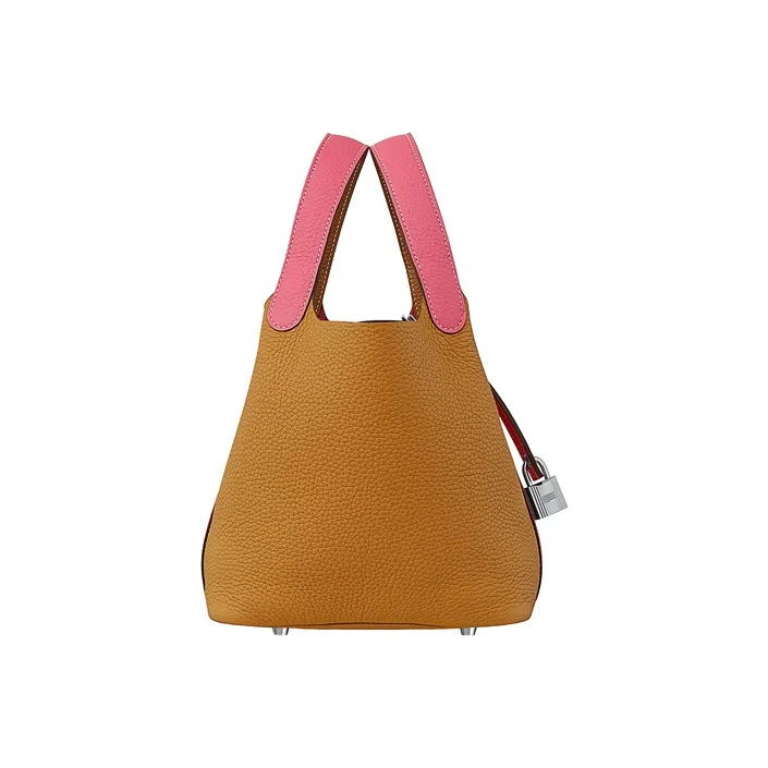 HERMES Picotin Cow Leather Basket Bag Handbag Bucket Bag 18 Women's Dujuan Flower Pattern/Sesame Color-1