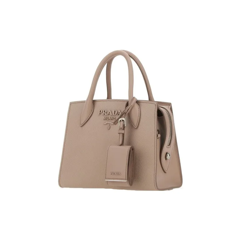 PRADA Leather Handbag Small Size Women's Light Brown-2