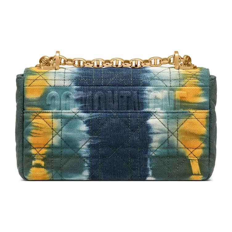 DIOR Caro Multicolor Denim Fabric Shoulder Bag Crossbody Bag Small Size Women's Multicolor-4