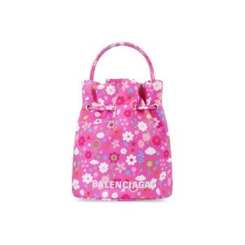 Balenciaga WHEEL Nylon Drawstring Bag Handbag Shoulder Bag Crossbody Bag Women's Pink
