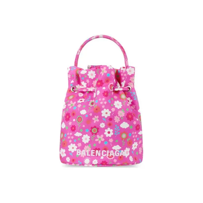 Balenciaga WHEEL Nylon Drawstring Bag Handbag Shoulder Bag Crossbody Bag Women's Pink-0